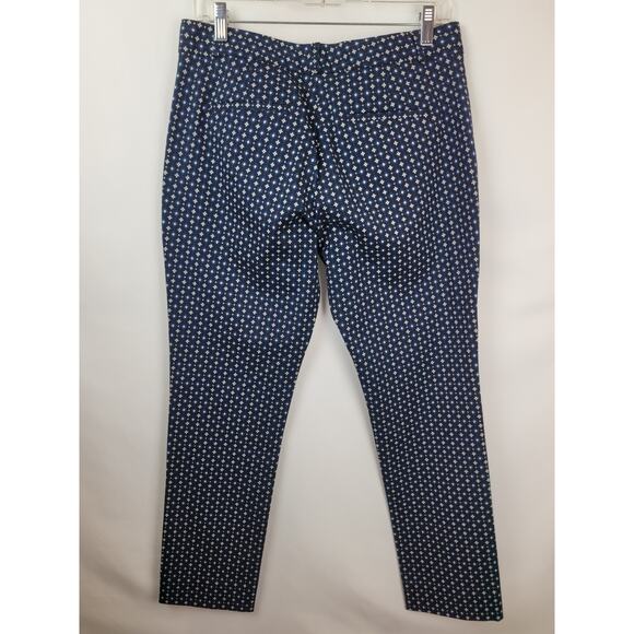 Banana Republic Women Jackson Fit Diamond Spotted Print Cropped Pants Blue Sz 6 - Picture 5 of 9
